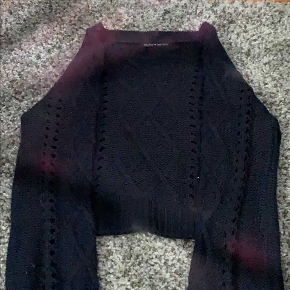 Brandy Melville Cropped Navy Blue Sweater